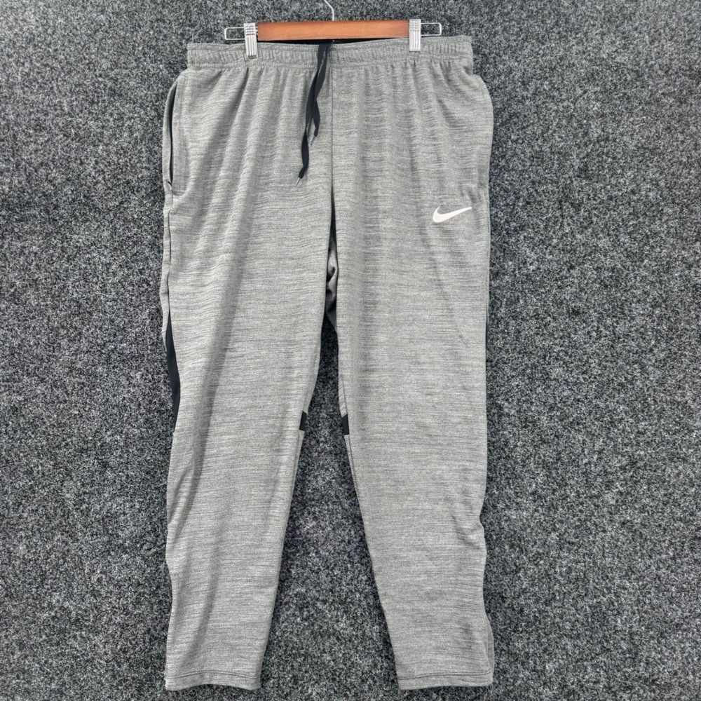 Nike Dri-FIT Mens XXL Gray Heathered Tapered Training Joggers Ankle Zip Pants